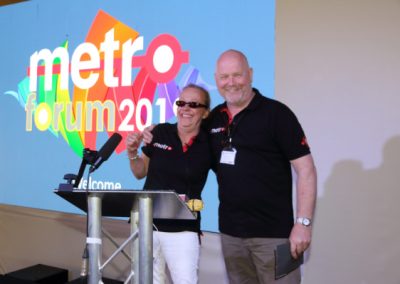 Photo of Karen Dyke and Rob Morgan, hosting Metro Forum 2019